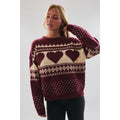 LE LIS - Burgundy Heart Knit Sweater