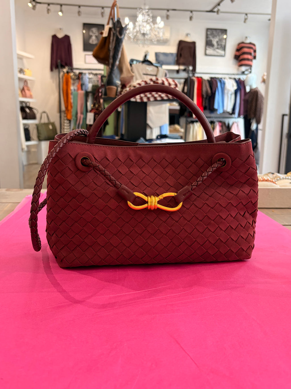 Inzi Handbag Bordo Suede