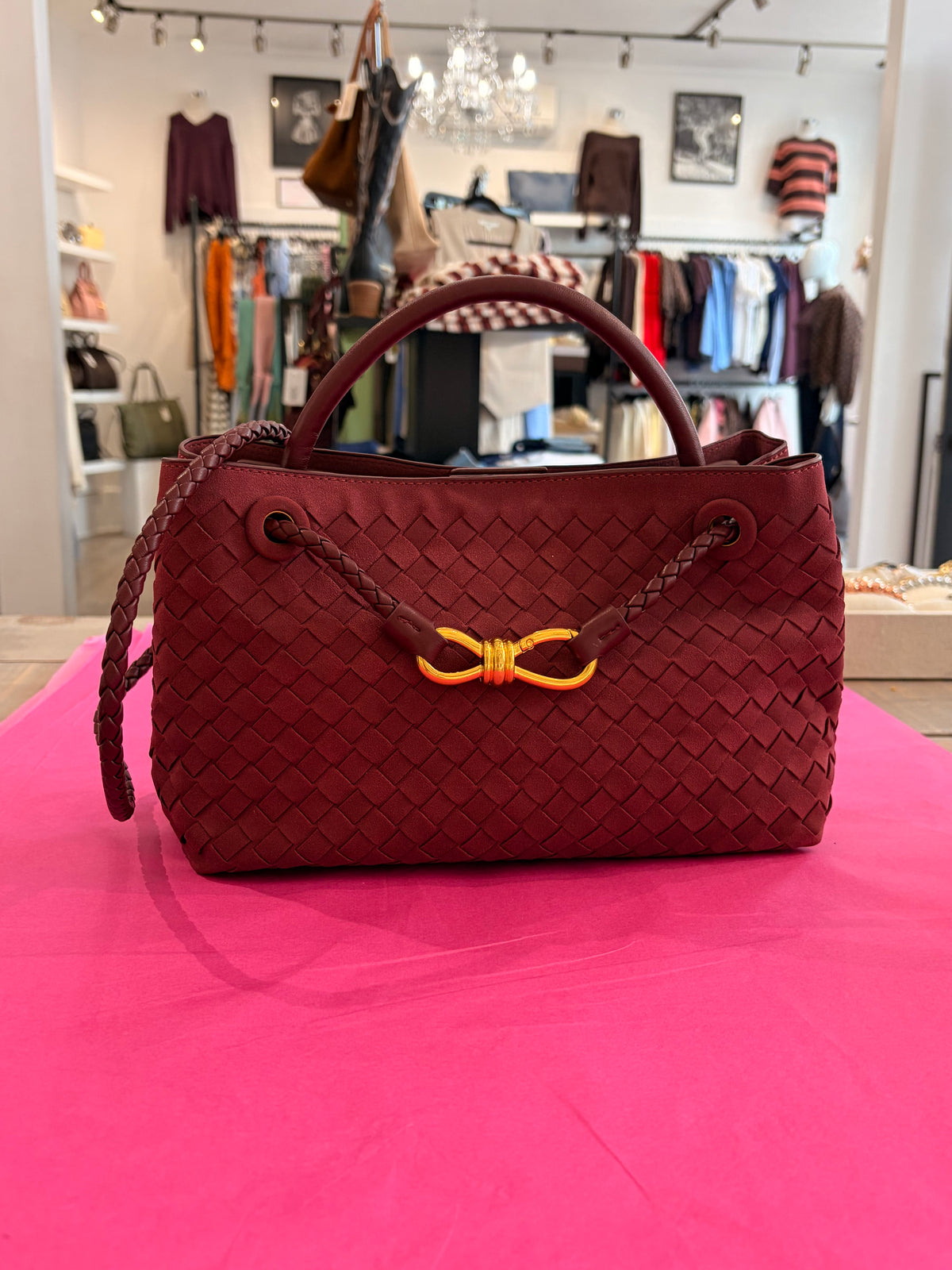 Inzi Handbag Bordo Suede