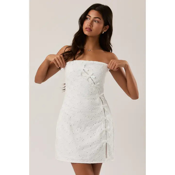 Strapless Bow Detail Mini Dress