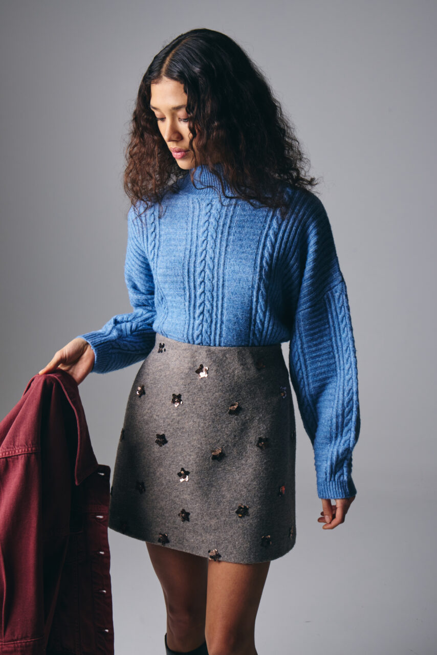 ICHI Grey Bling Skirt