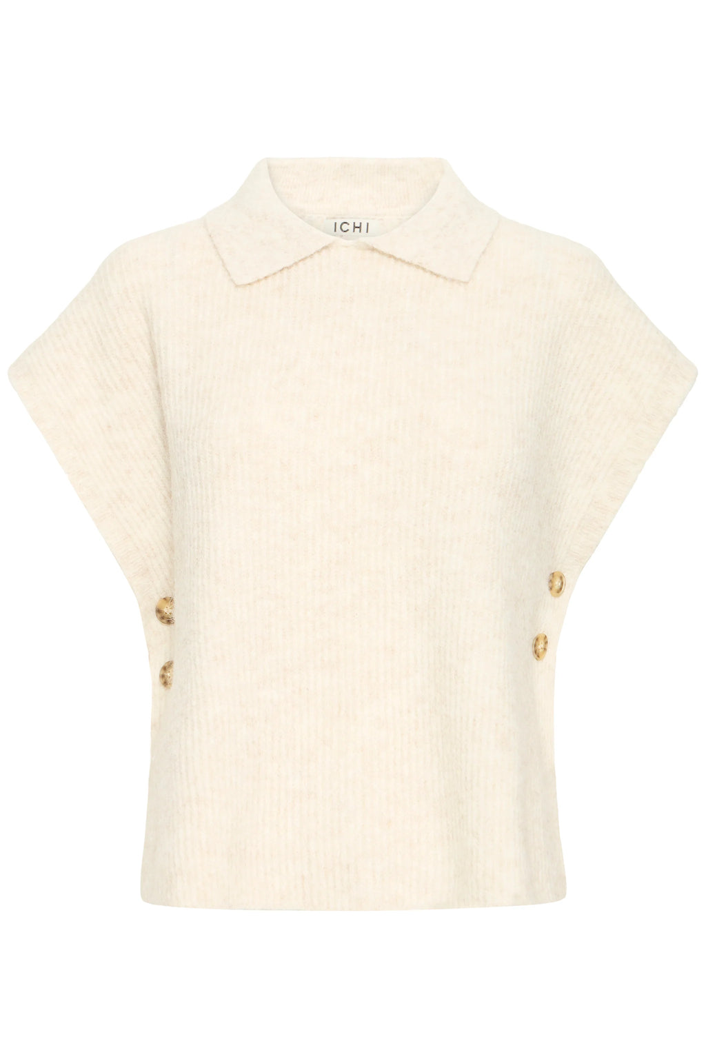 ICHI Button Side Pullover - Oatmeal