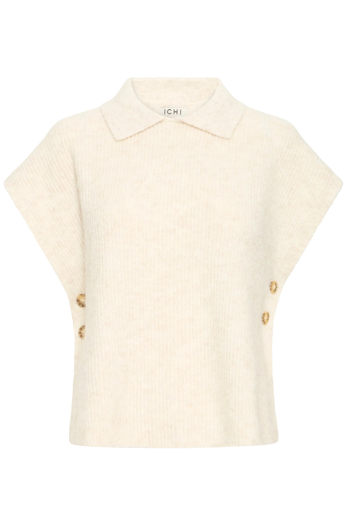ICHI Button Side Pullover - Oatmeal