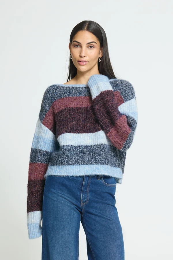 ICHI Blue Multi Sweater