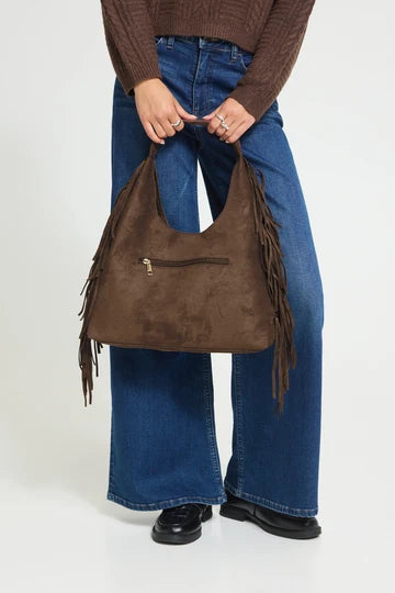 ICHI Chocolate Western Fringe Handbag