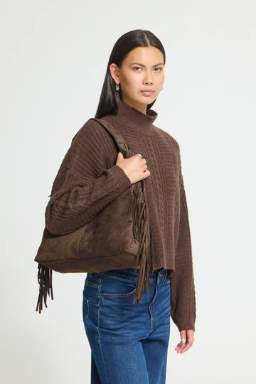 ICHI Chocolate Western Fringe Handbag