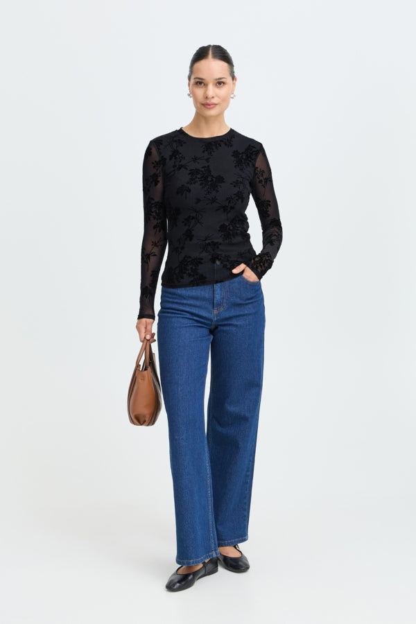 B. Young Remesha Long Sleeve Top Black
