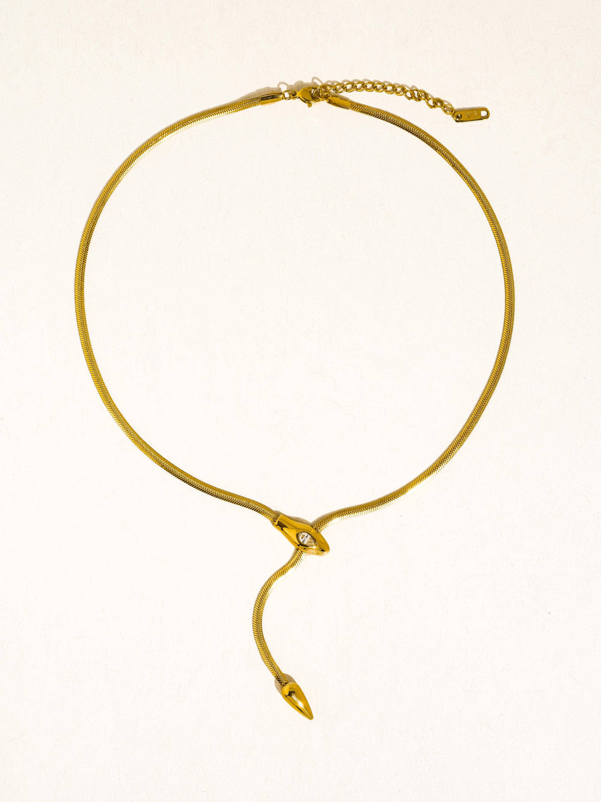 18K Gold Non-Tarnish Serpent Necklace: Yellow Gold