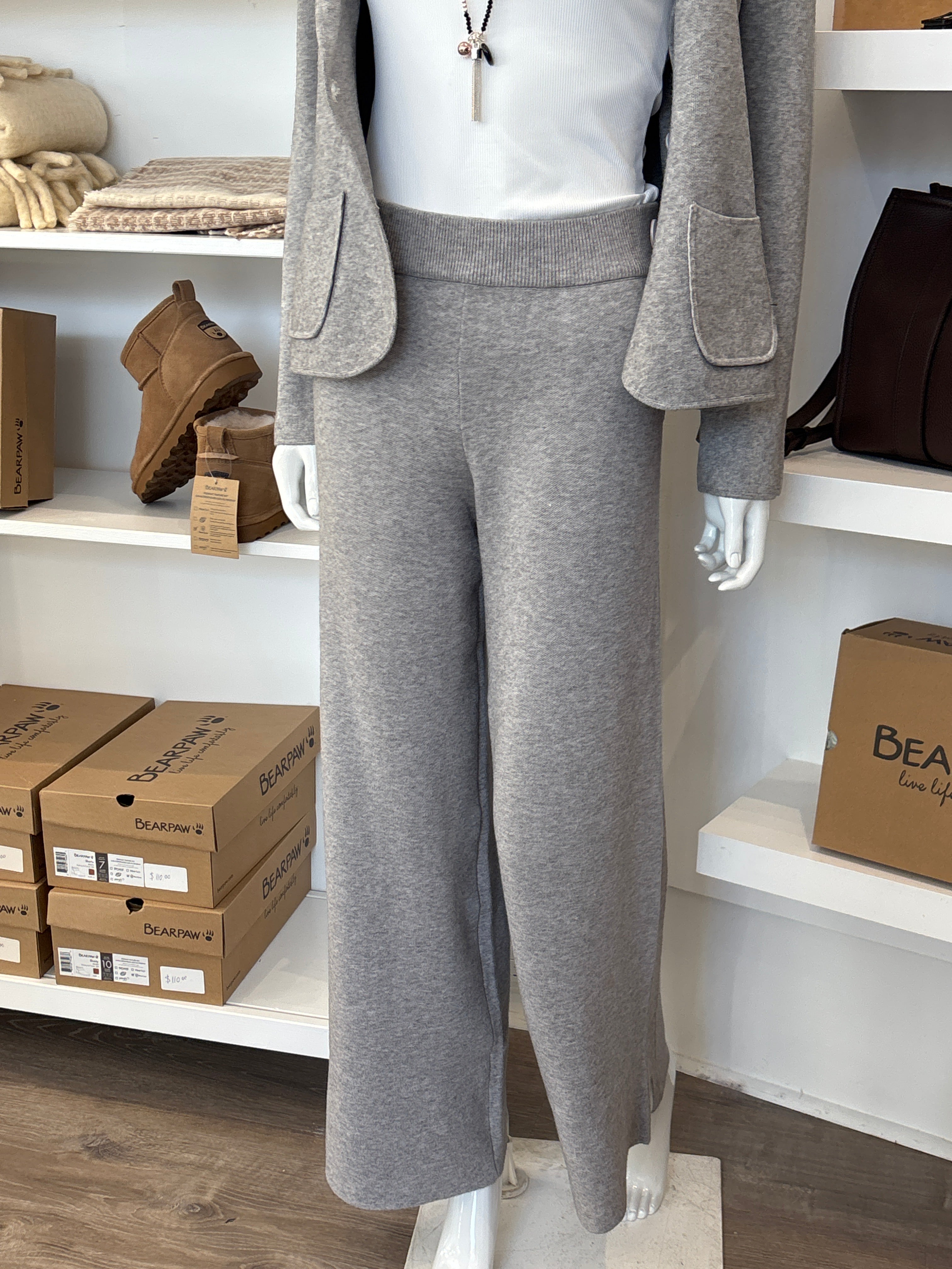 Angela Mara - Straight Knit Pants Grey