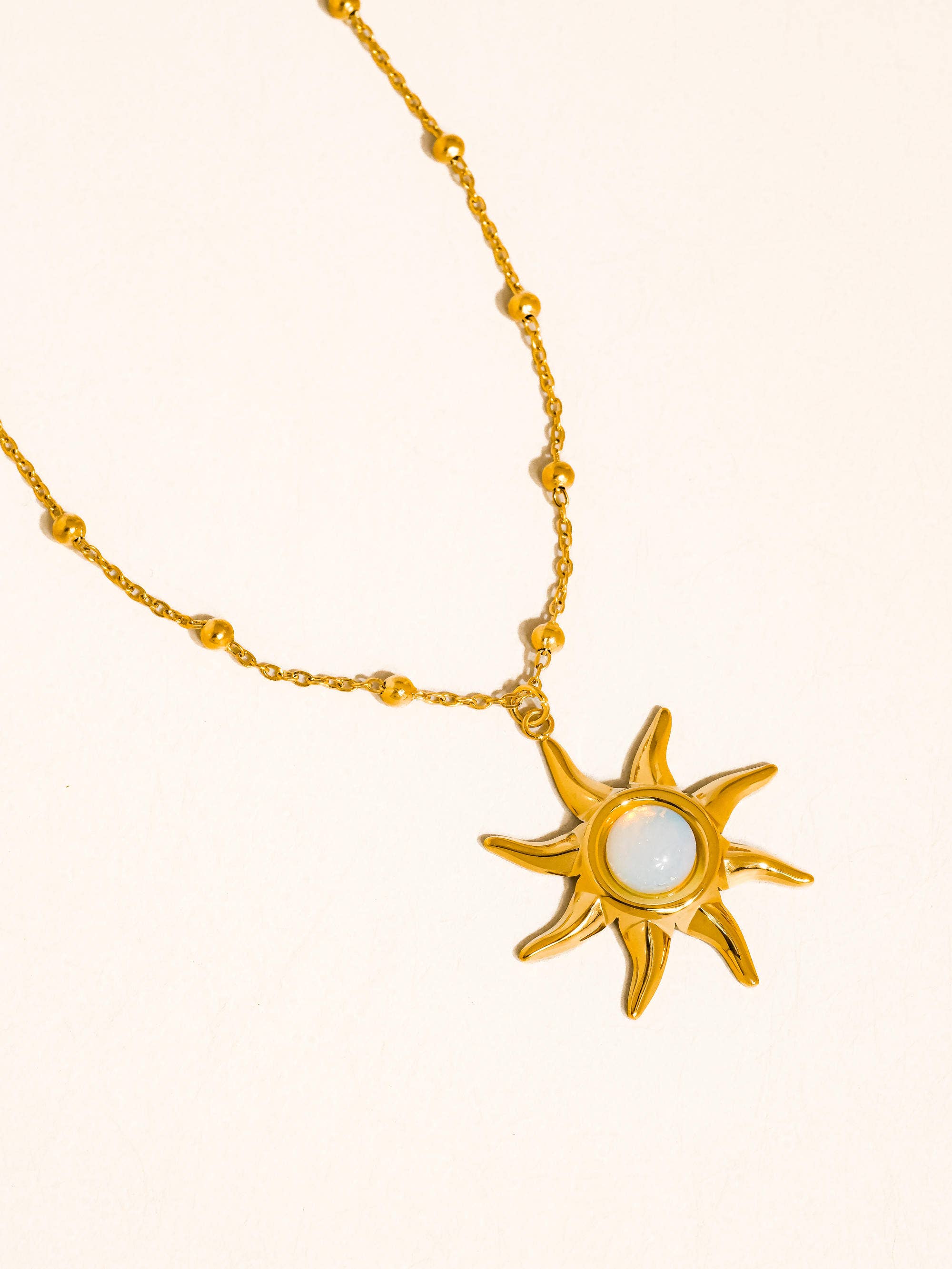 Astoria 18K Gold Non-Tarnish Sun Necklace: Yellow Gold