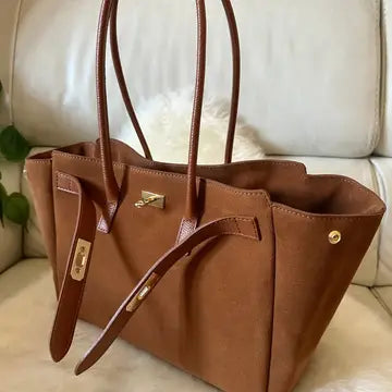 Mary Suede Handbag - Cognac