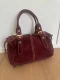 Isabel Small Suede Handbag - Burgundy