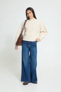 ICHI White Sheep Fur Sweater