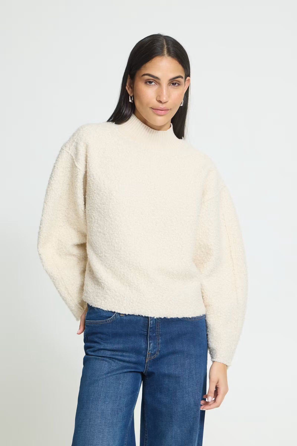 ICHI White Sheep Fur Sweater