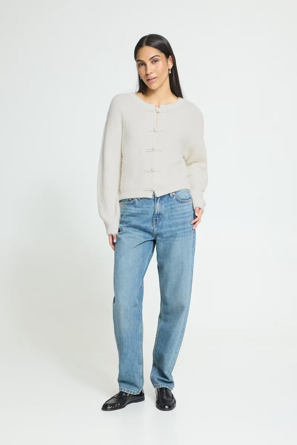 ICHI White Tie Up Cardigan