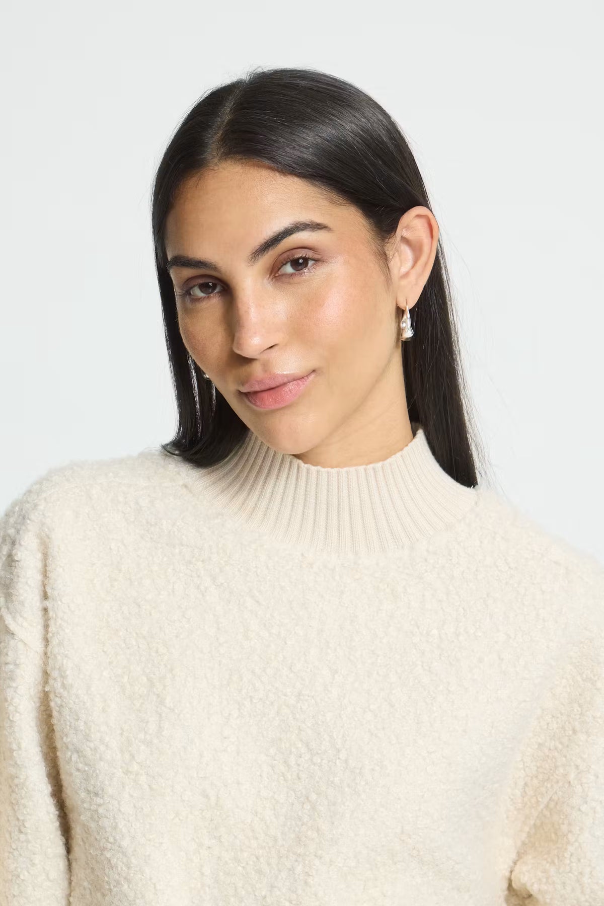 ICHI White Sheep Fur Sweater