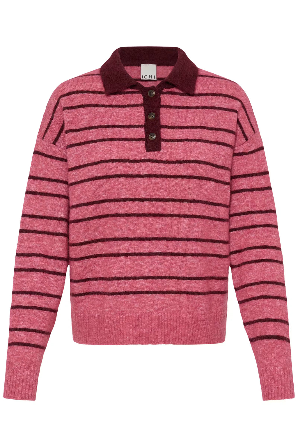 ICHI Pink & Burgundy Stripe Sweater