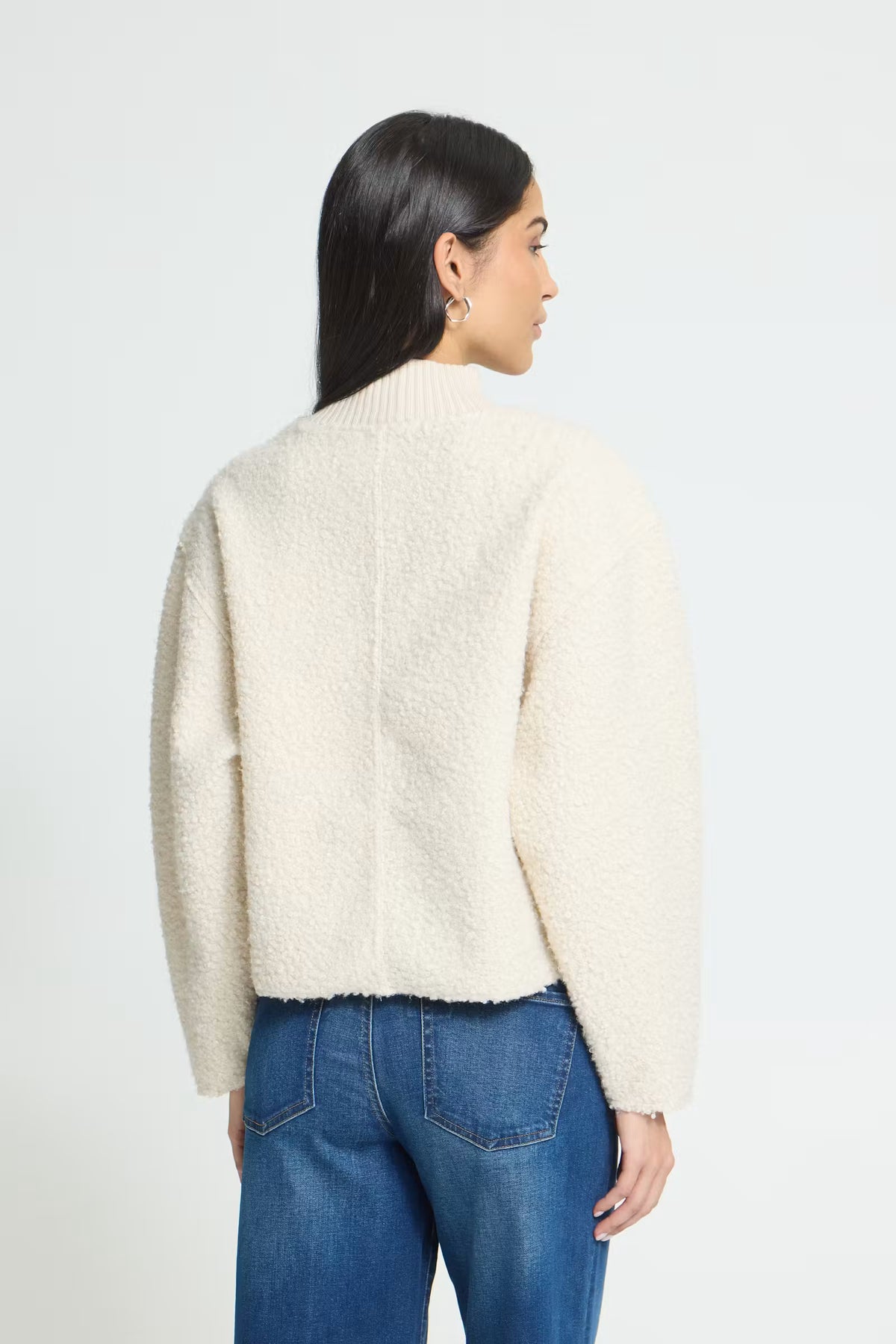 ICHI White Sheep Fur Sweater
