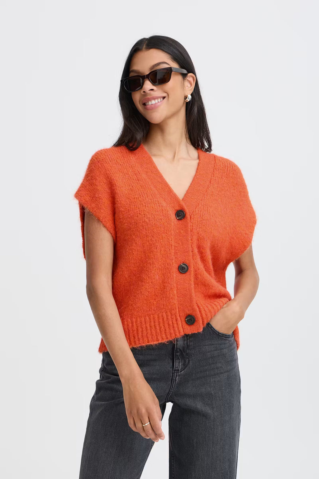 B. Young Millers Button Up Vest - Orange