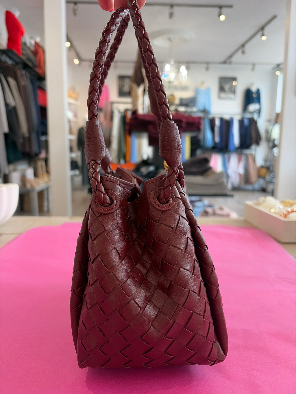 Inzi Bordeaux Woven Handbag