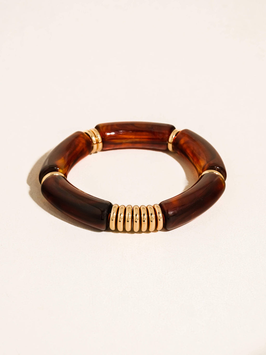 Cove 18K Gold Non-Tarnish Bangle Set: Brown