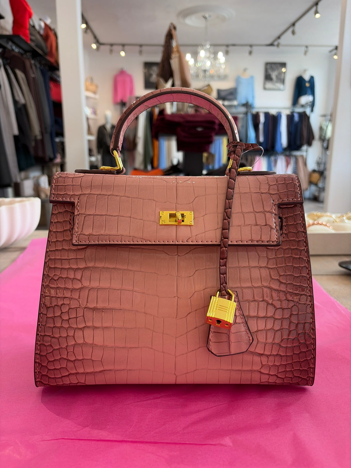 Inzi Two Tone Pink Croc Medium Kelly