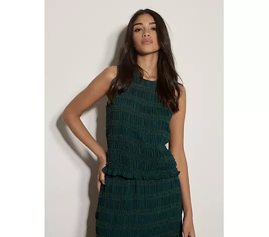 Apricot Textured Chiffon Top Green