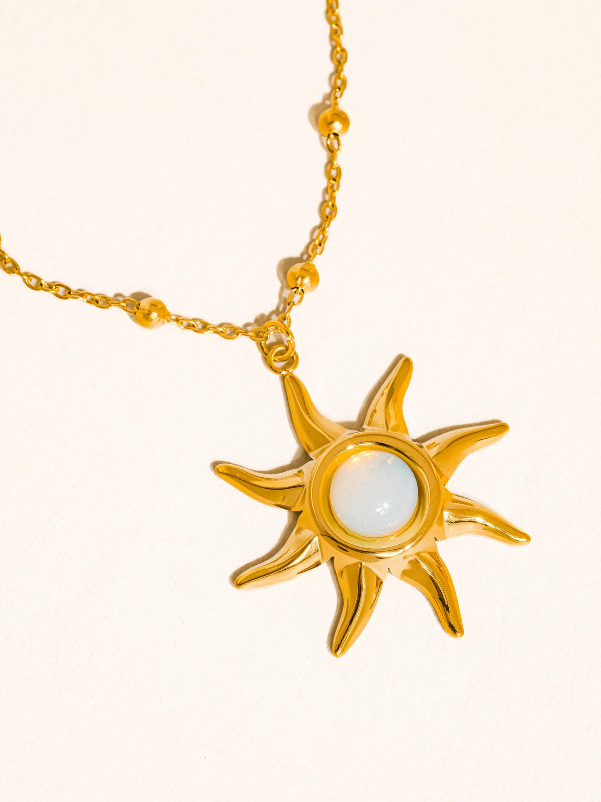 Astoria 18K Gold Non-Tarnish Sun Necklace: Yellow Gold