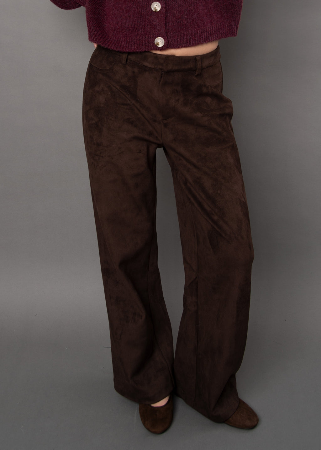 Perra Faux Suede Straight Pants