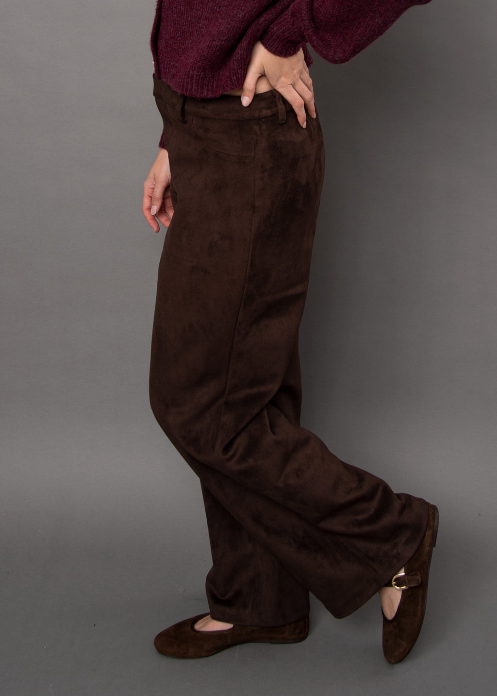 Perra Faux Suede Straight Pants