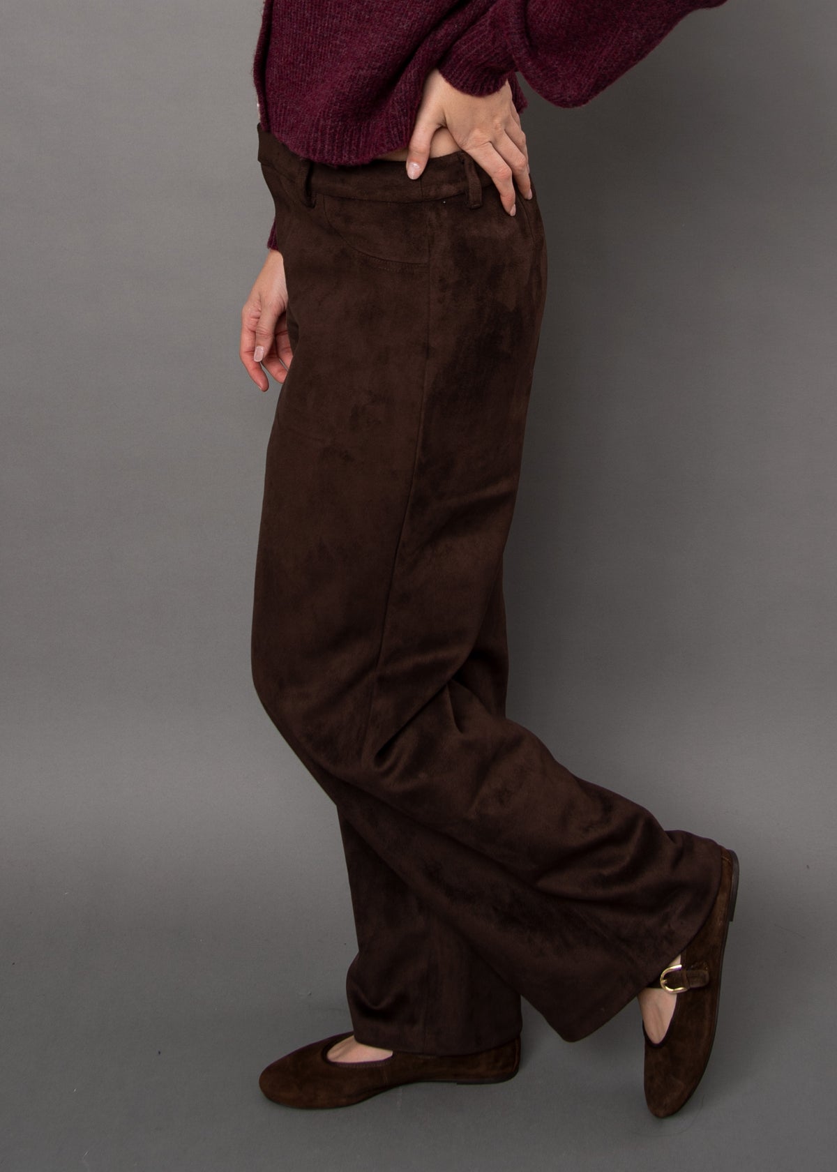 Perra Faux Suede Straight Pants