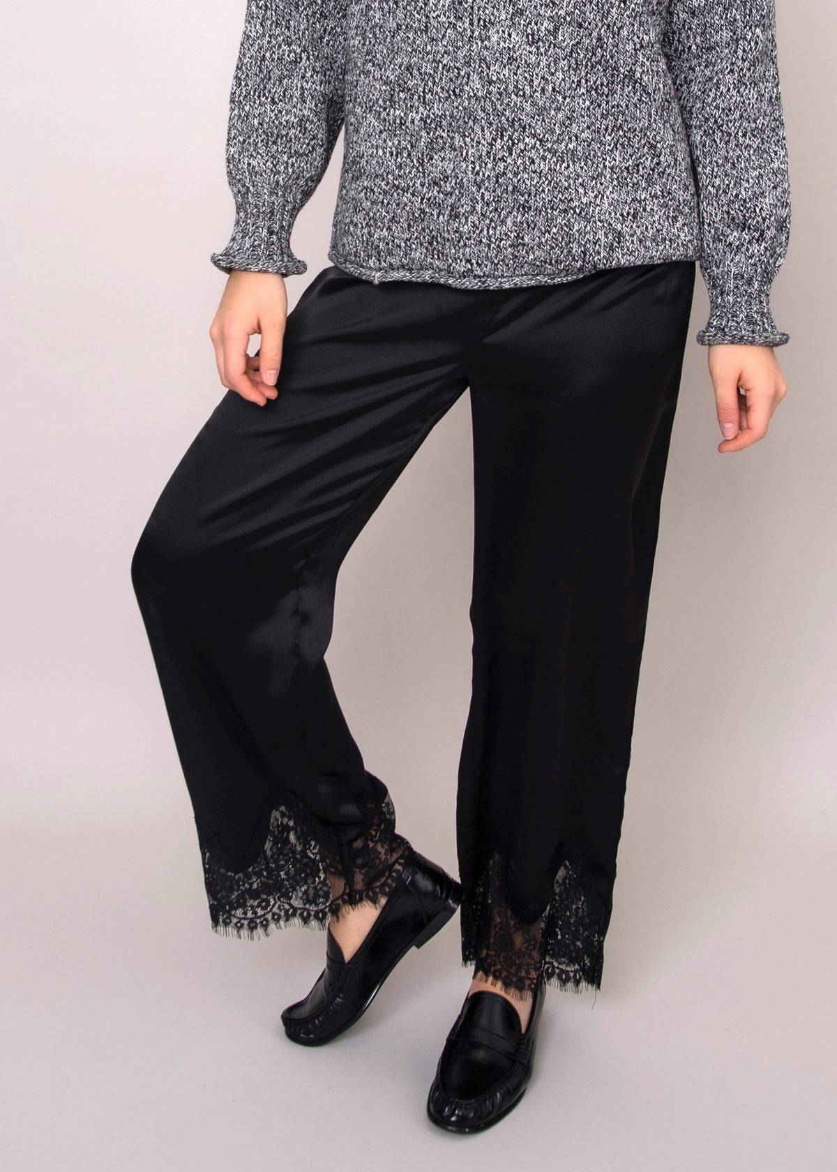 Valeriane Satin w/ Lace Trime Pants