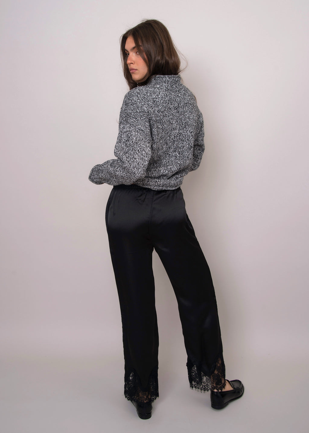 Valeriane Satin w/ Lace Trime Pants