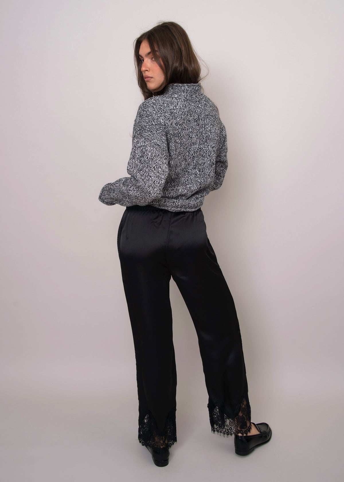 Valeriane Satin w/ Lace Trime Pants