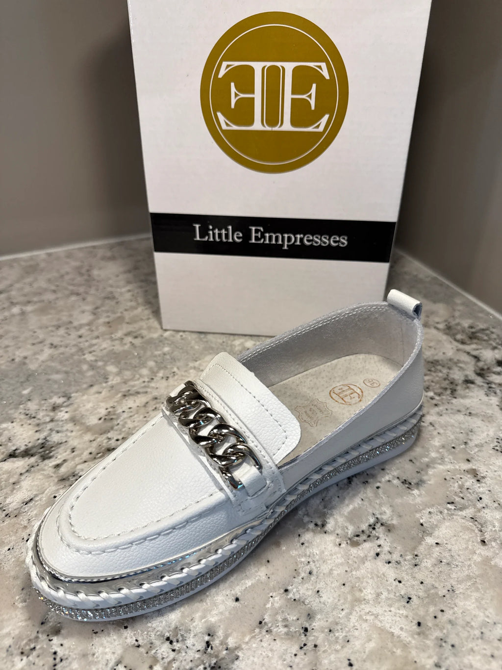 Little Empresses White Sparkle Loafer