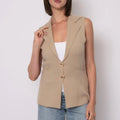 MAHALIA SLEEVELESS VEST - TAN