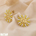Stainless Steel Flower Enamel Earrings 0325005: Yellow