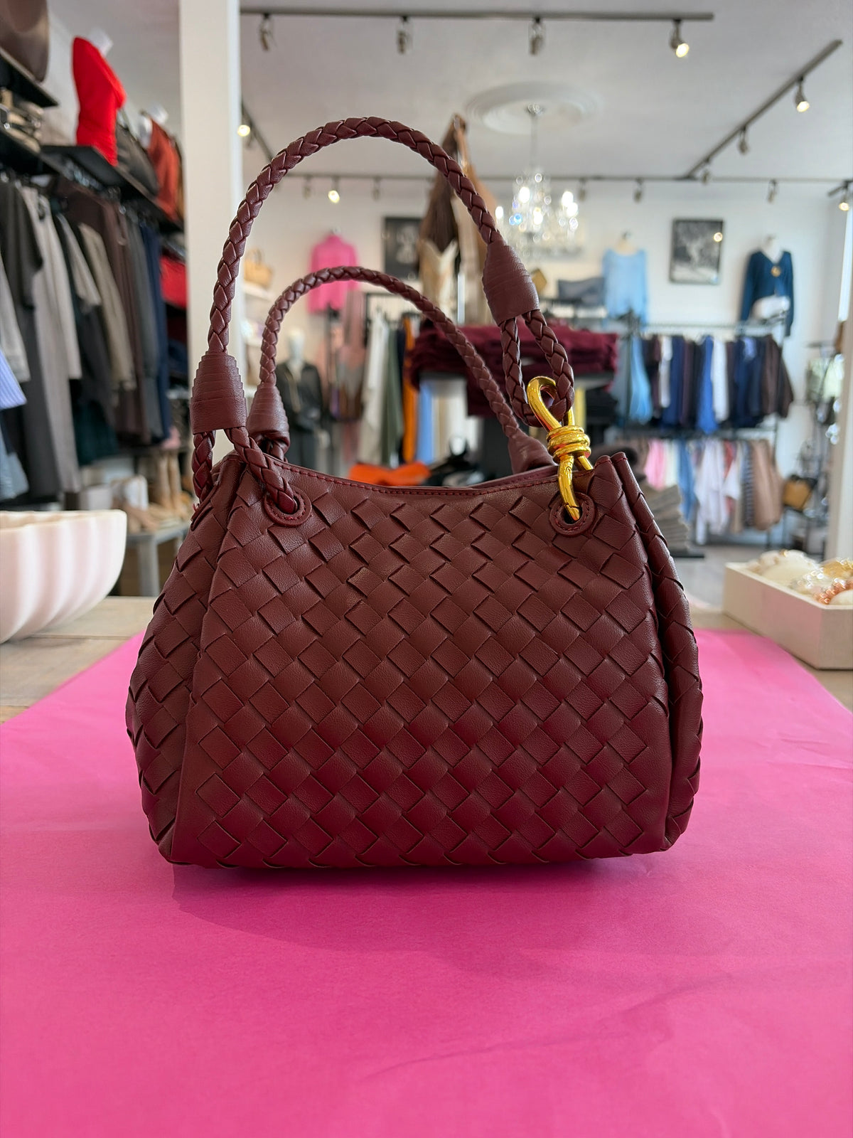Inzi Bordeaux Woven Handbag