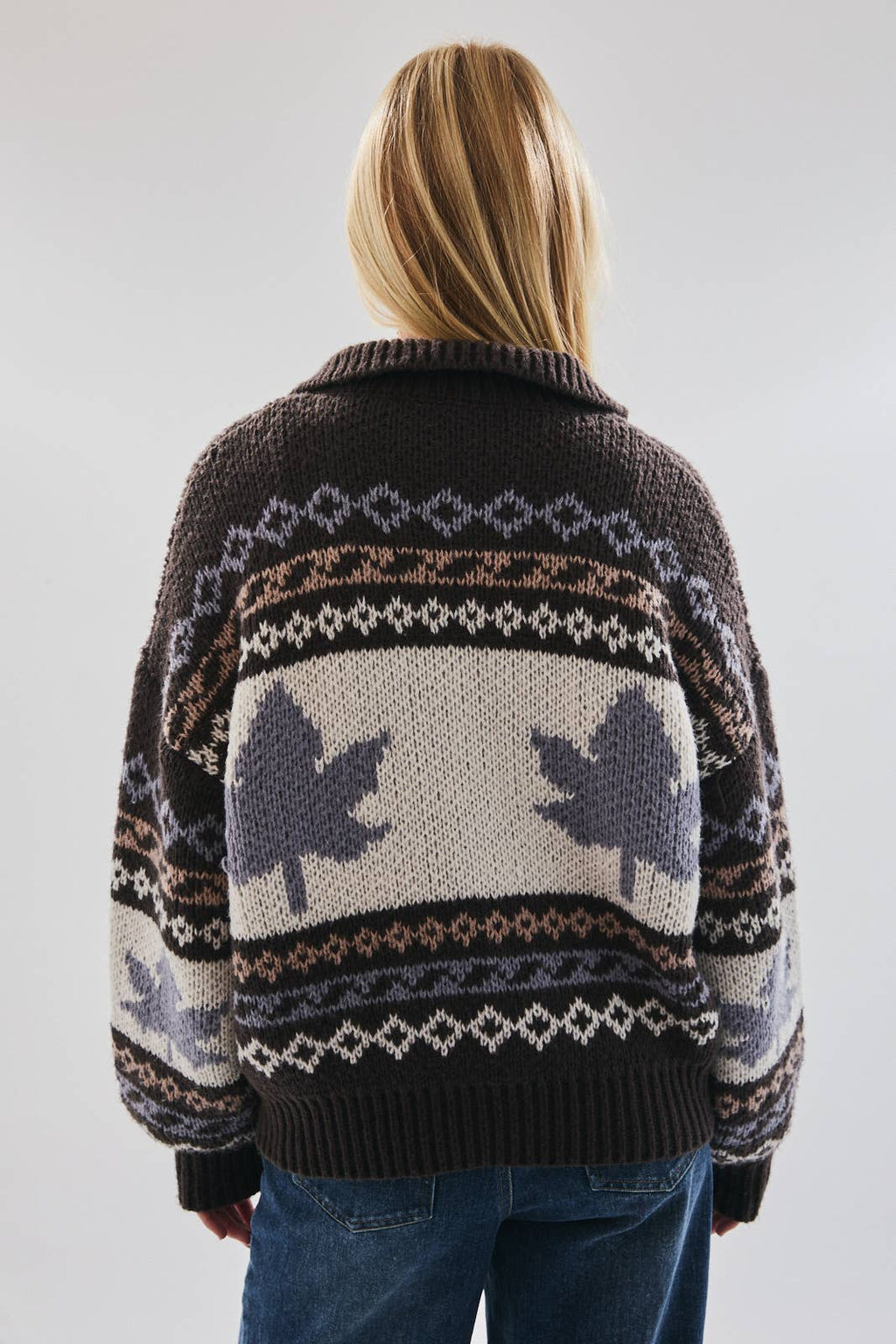 Le Lis - LEAVES WITH PATTERN SWEATER JACKET