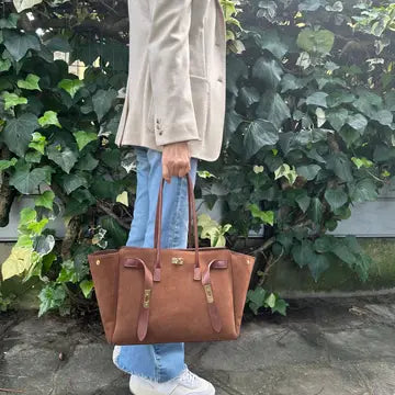 Mary Suede Handbag - Cognac