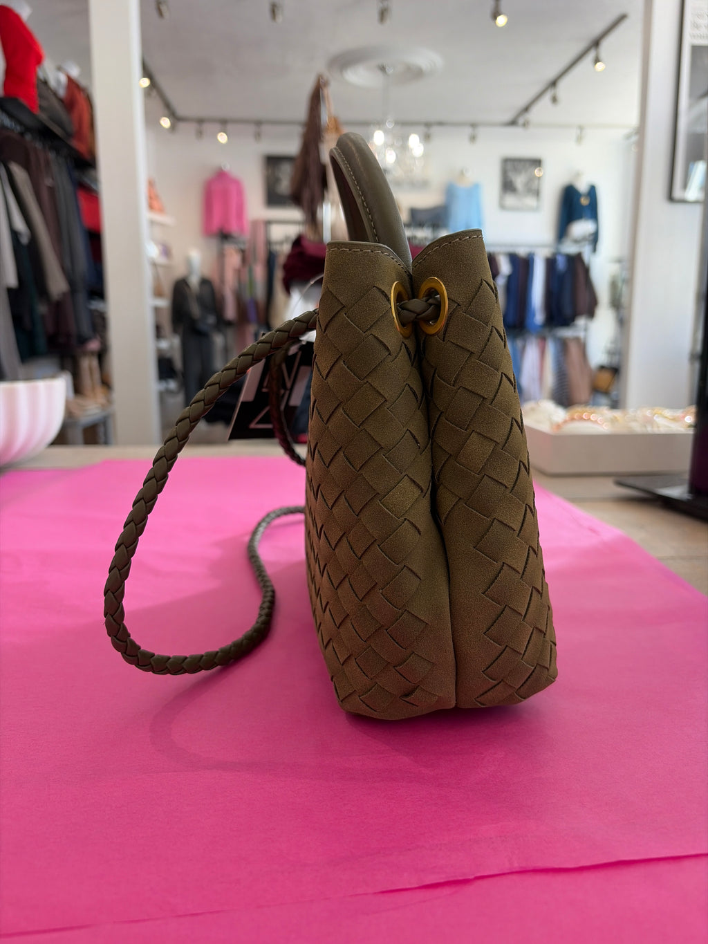 Inzi Faux Suede Woven Crossbody
