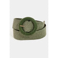 Round Buckle Braided Belt - Olive