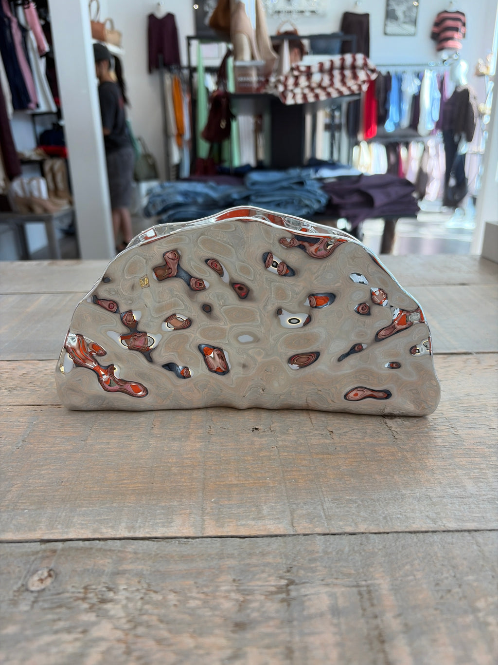 Inzi Metallic Clutch Silver