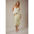 Lace Trim Bias Cut Midi Skirt