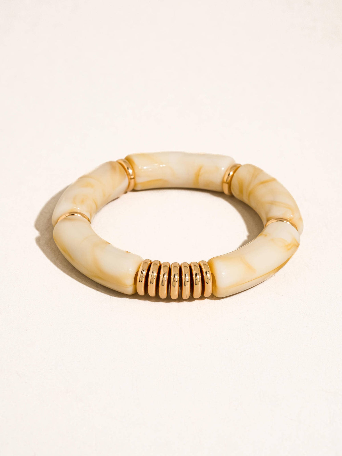 Cove 18K Gold Non-Tarnish Bangle Set: Brown