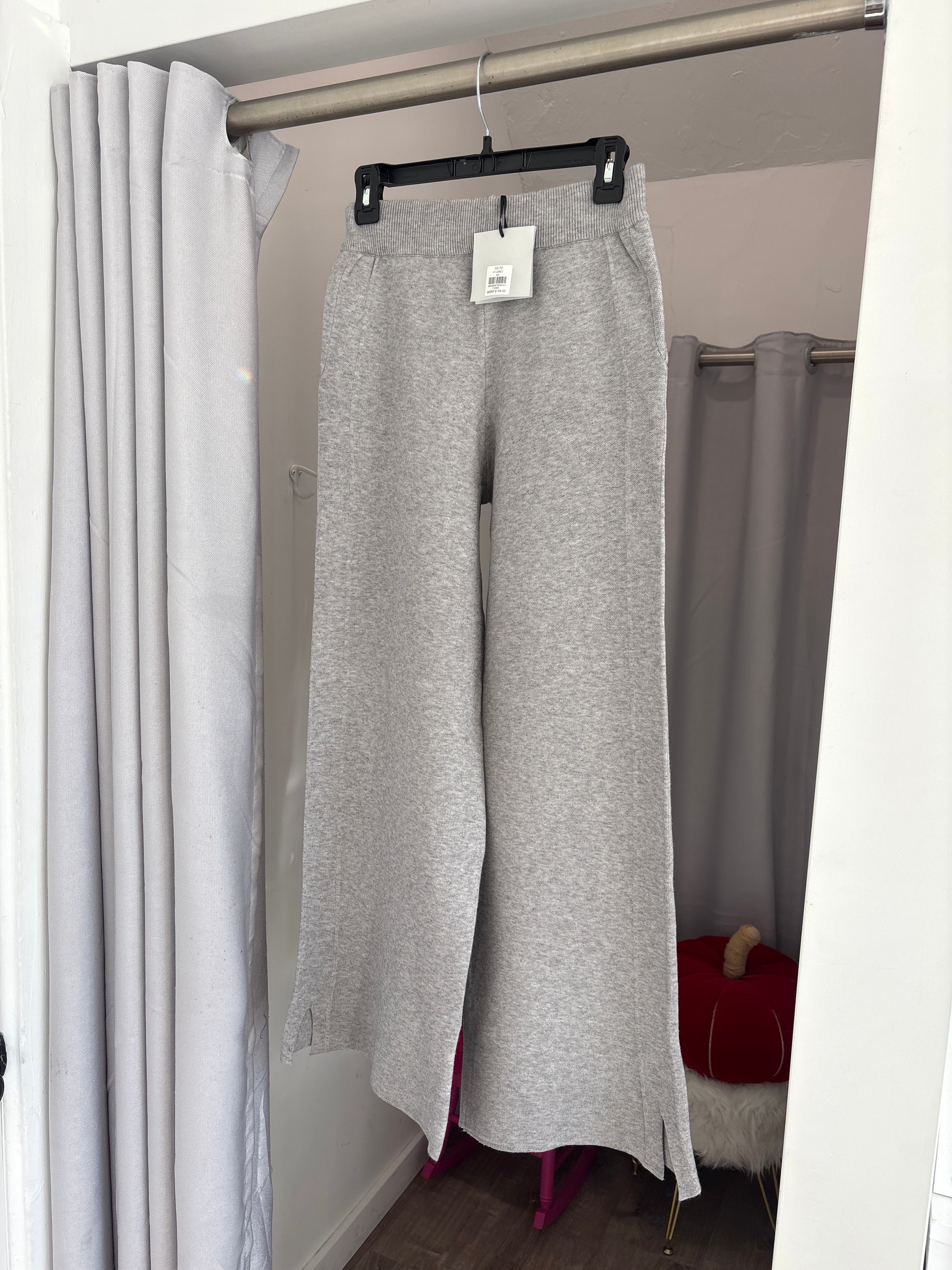 Angela Mara - Straight Knit Pants Grey