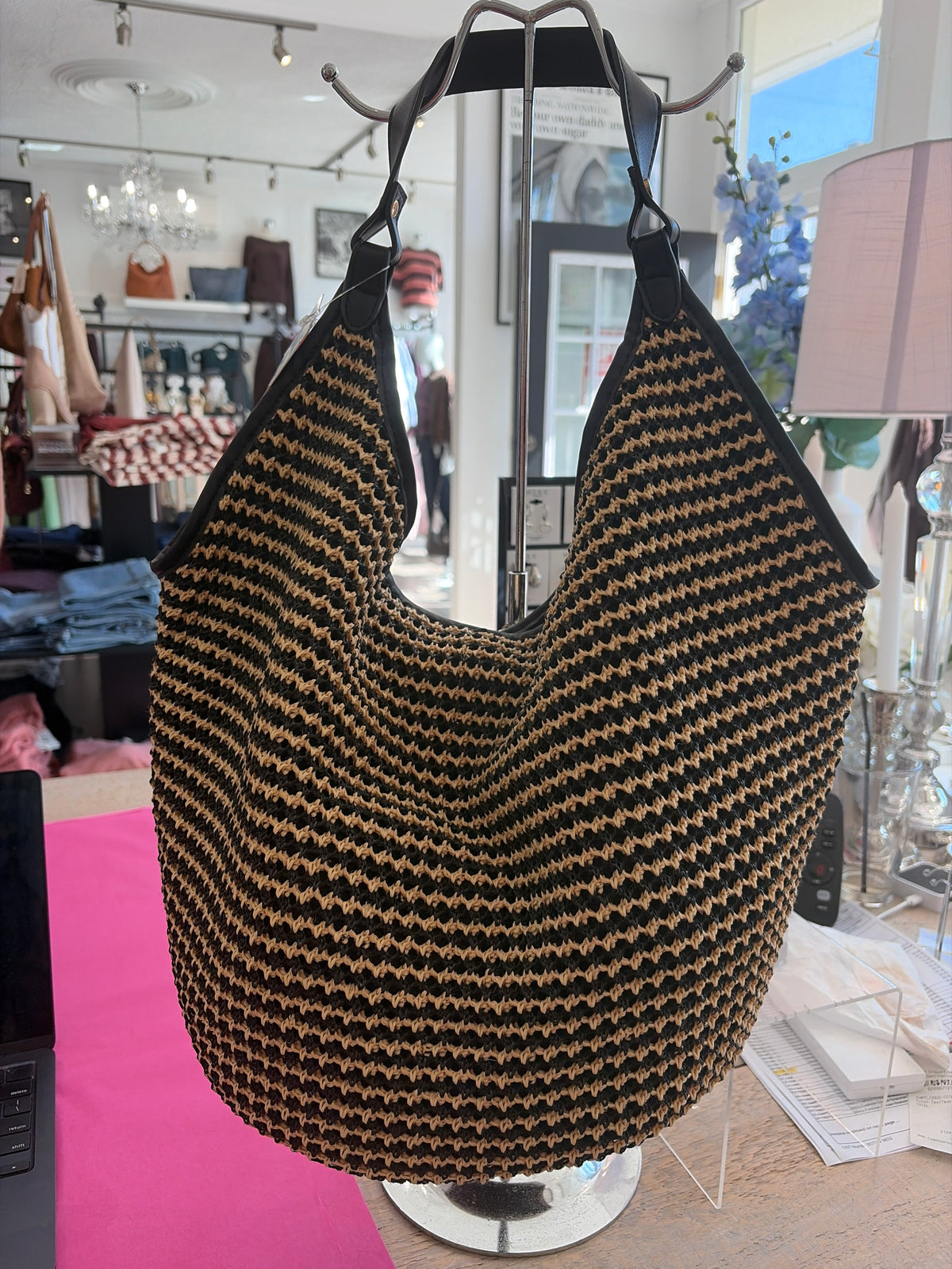 Inzi Handbag Black & Crochet
