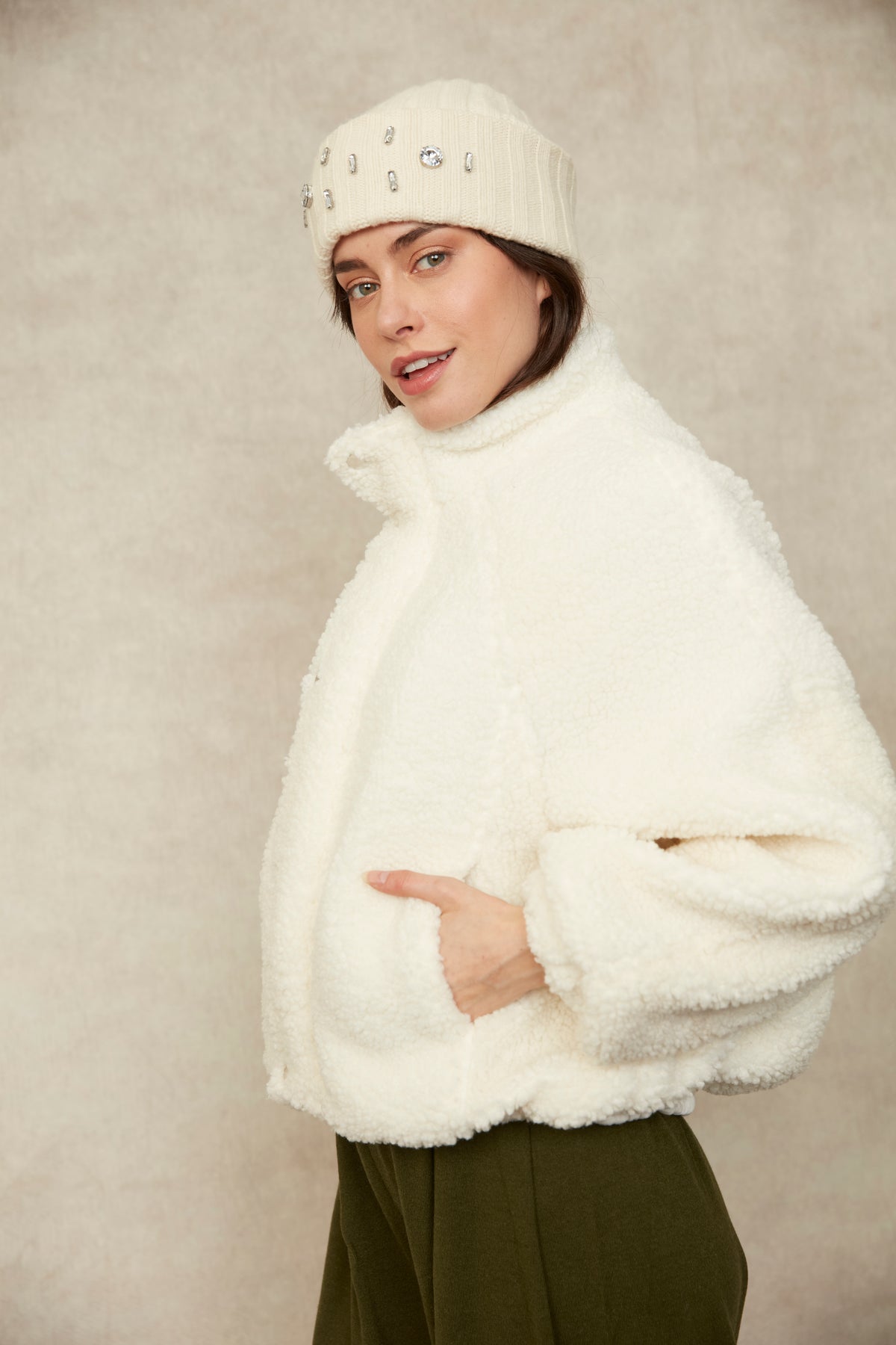 Polly Sherpa Jacket - White