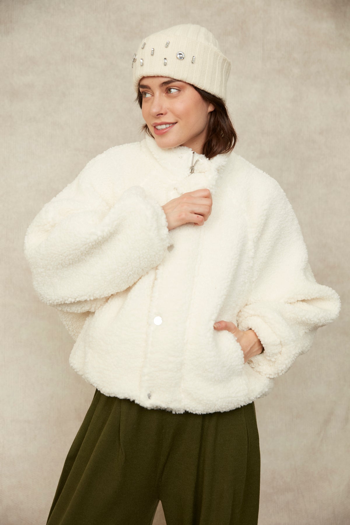 Polly Sherpa Jacket - White