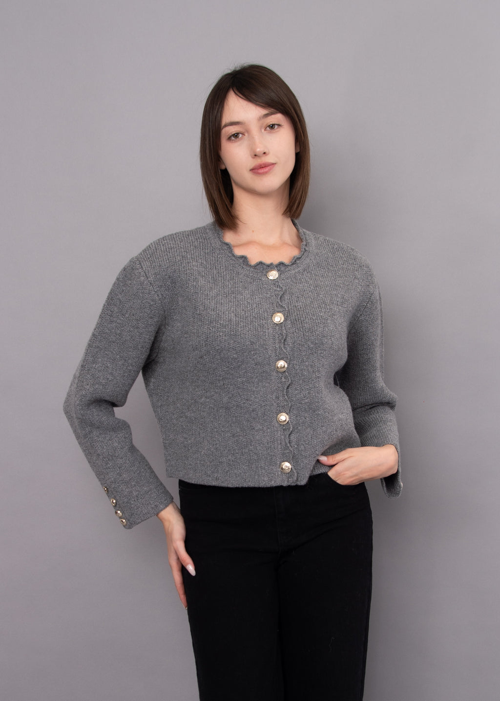 Linnette Long Sleeve Crew - Grey